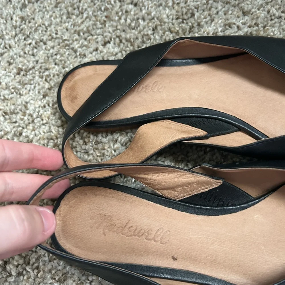 Madewell The Ava Slingback Flat Leather Black Size 7 Women's Business Travel Tan - Picture 8 of 11